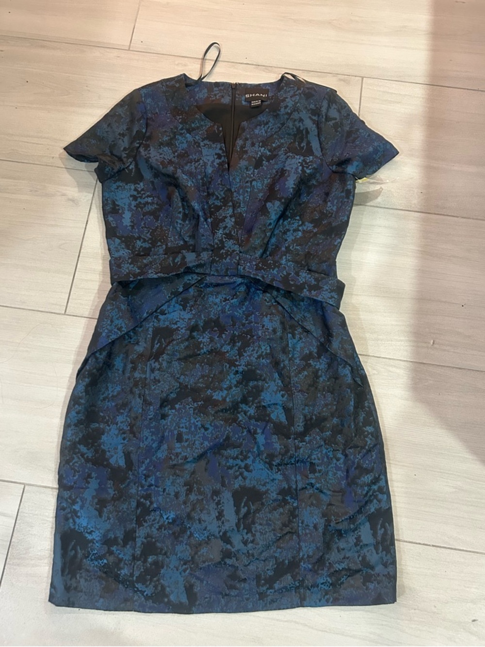 NEW Shani Jacquard bow blue dress size 14 - Picture 3 of 10